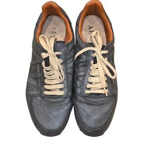 Armani Jeans metallic gray/navy sneakers, AJ signature logo men's sz 11